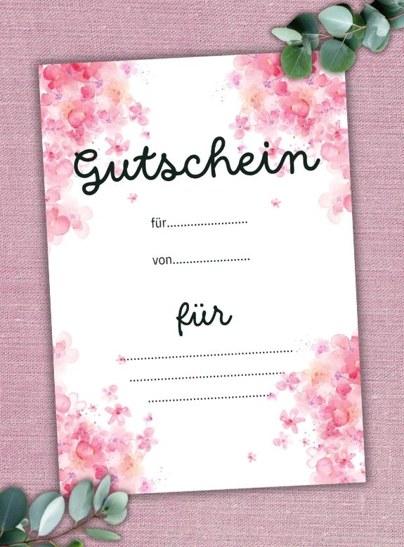 Digitaler Blumen-Gutschein für Valentinstag, Gutschein Jahrestag, Gutschein Hochzeitstag, Gutschein Geburtstag, PDF zum Ausdrucken in A4, Last Minute Valentinstagsgeschenk