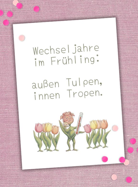 POSTKARTE WECHSELJAHRE, DIN A6, mit Spruch zu Wechseljahren Ostern, Geschenk Wechseljahre, Geschenk Perimenopause, Postkarte Menopause, Wechseljahre Geschenk Karte, Deko Wechseljahre
