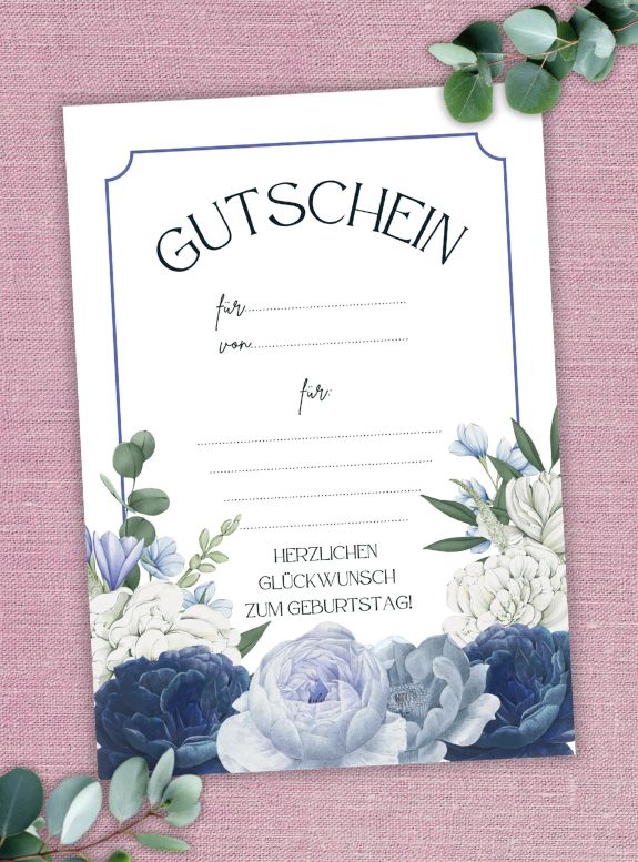 Gutschein Vorlage Geburtstag Blumen, foxandbadger.de