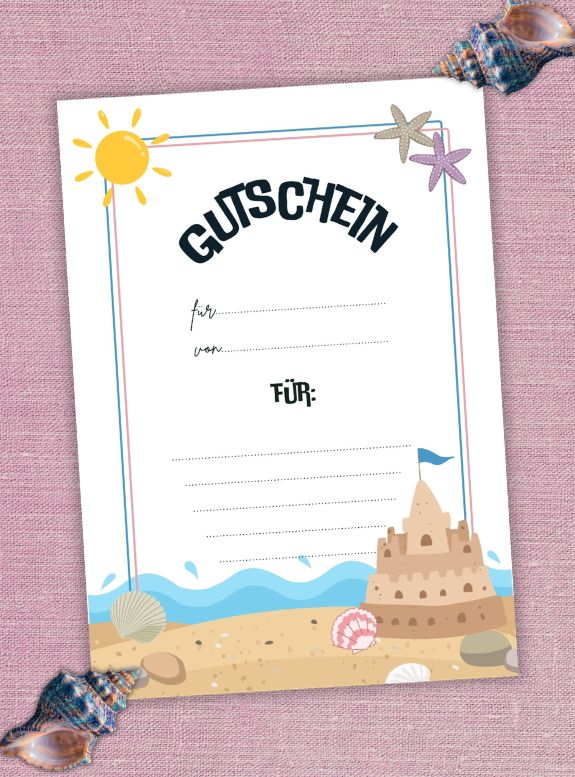 Reise-Gutschein Vorlage PDF, Urlaubsgutschein Strand & Meer, Gutschein digital zum Ausdrucken, Reise-Gutschein PDF, Gutschein Geburtstag, Gutschein Vorlage Reise, PDF in A4, digitaler Gutschein