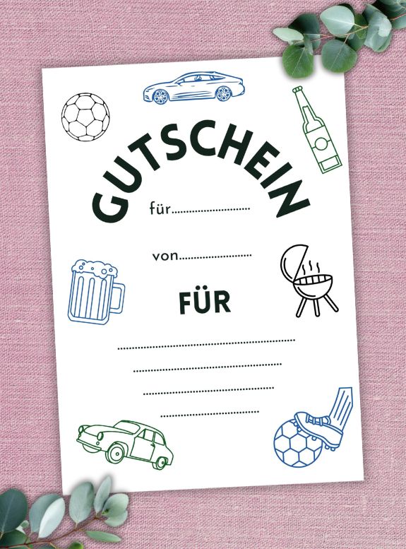 Digitaler Gutschein für Männer, PDF-Download zum Ausdrucken, Gutschein Mann, digitaler Sofort-Download und Ausdrucken, Männer Gutschein Vorlage, PDF-Datei in A4, Geschenk Mann, Gutschein Geburtstag Mann