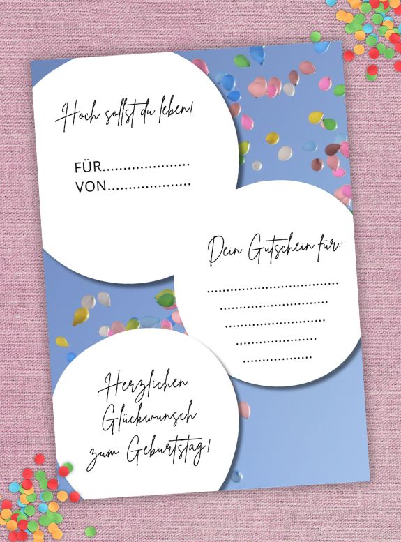 Gutschein digital zum Ausdrucken, Gutschein Geburtstag, Geschenkgutschein Geburtstag Luftballons, Gutschein Vorlage, PDF in A4-Format