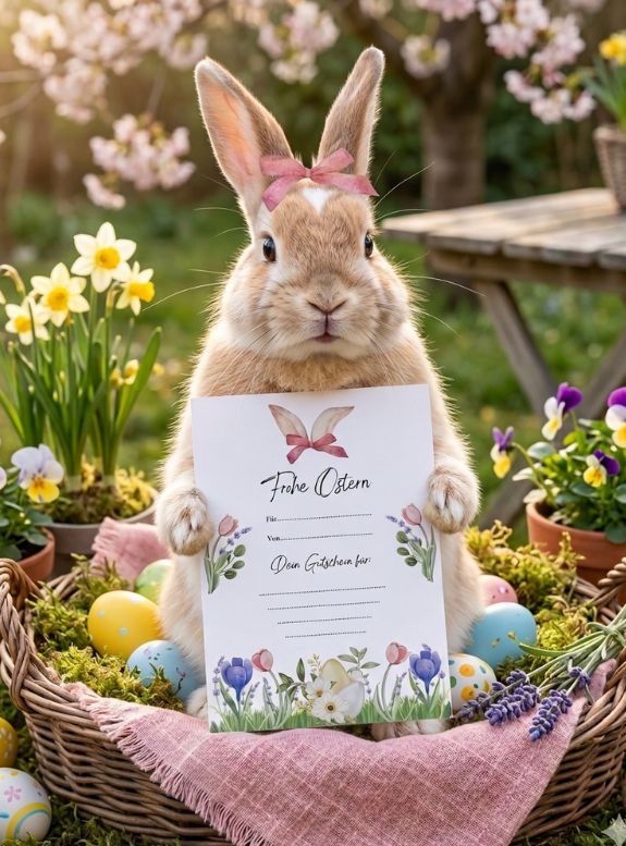 Digitaler Gutschein Ostern, PDF-Download zum Ausdrucken, PDF Gutschein Ostern, Last Minute Ostergeschenk, Vorlage Oster-Gutschein
